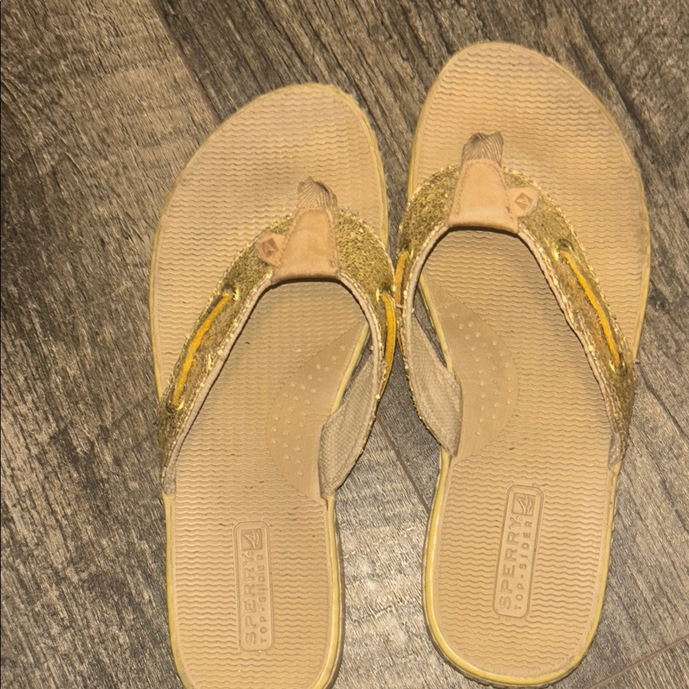 Sperry Gold and Tan Flip-Flops - Picture 8 of 8